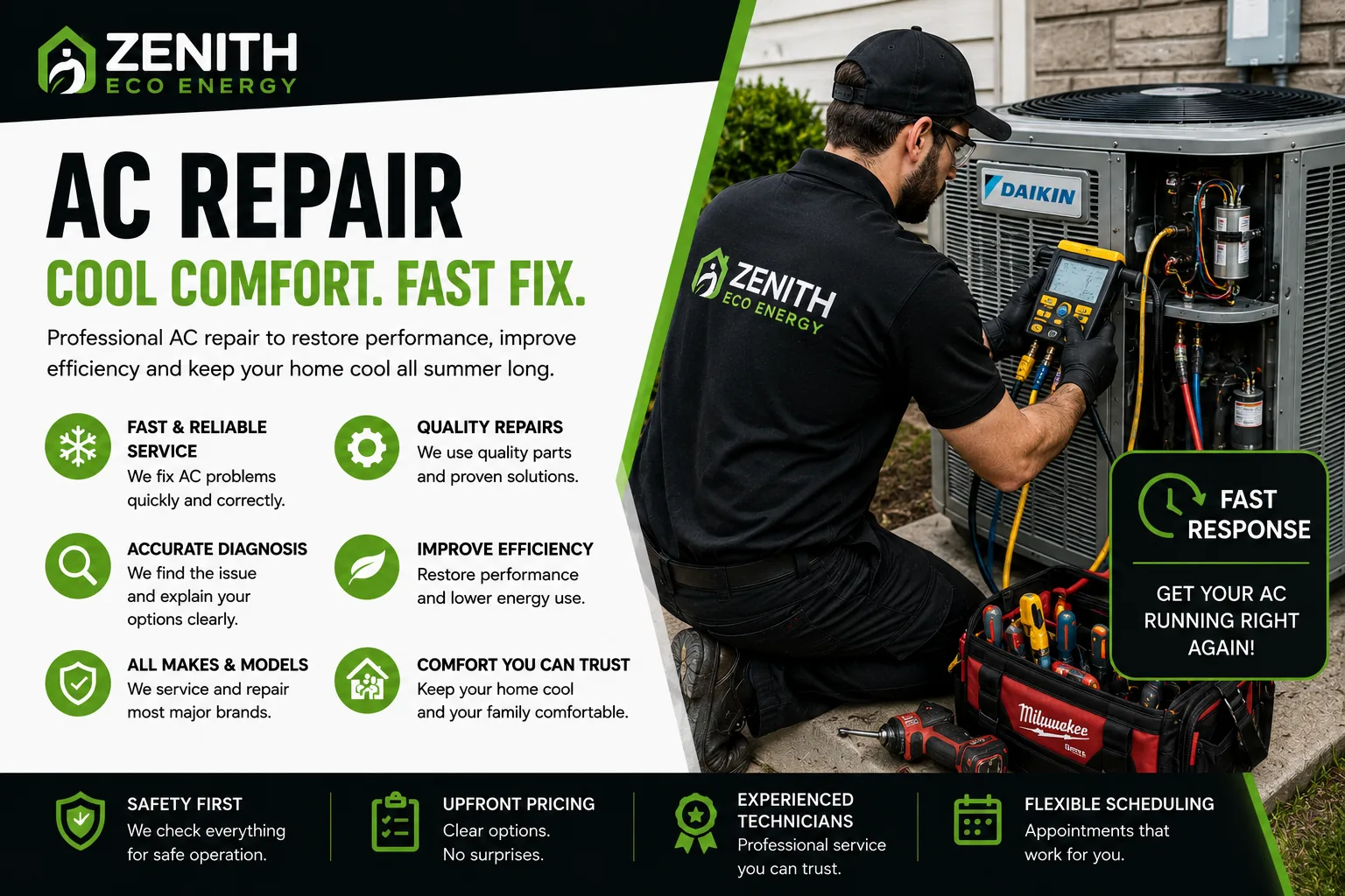 Zenith Eco Energy air conditioner repair in Ottawa with accurate diagnosis and upfront pricing