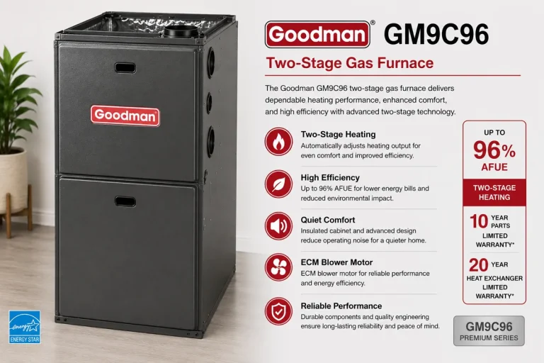 Goodman GM9C96 two-stage gas furnace installed by Zenith Eco Energy in Ottawa
