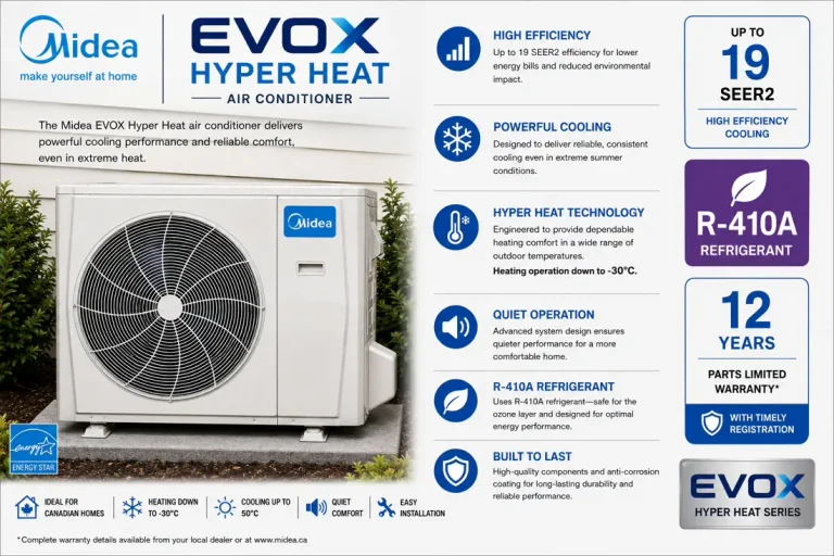 Midea EVOX Hyper Heat cold climate heat pump installed by Zenith Eco Energy in Ottawa