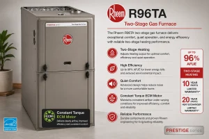 Rheem R96TA Prestige two-stage gas furnace installed by Zenith Eco Energy in Ottawa